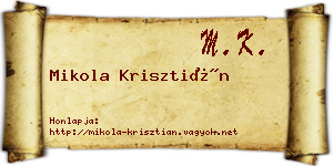 Mikola Krisztián névjegykártya